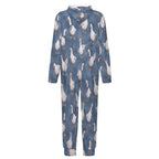 Silly goose,  denim- 250gsm Flannel Footless Zip up Kid Jumpsuit Pajamas(All-Over Printing)