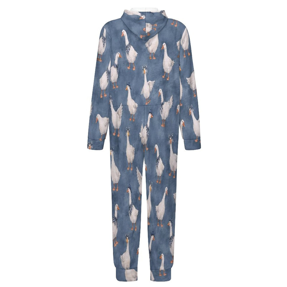 Silly goose,  denim- 250gsm Flannel Footless Zip up Kid Jumpsuit Pajamas(All-Over Printing)