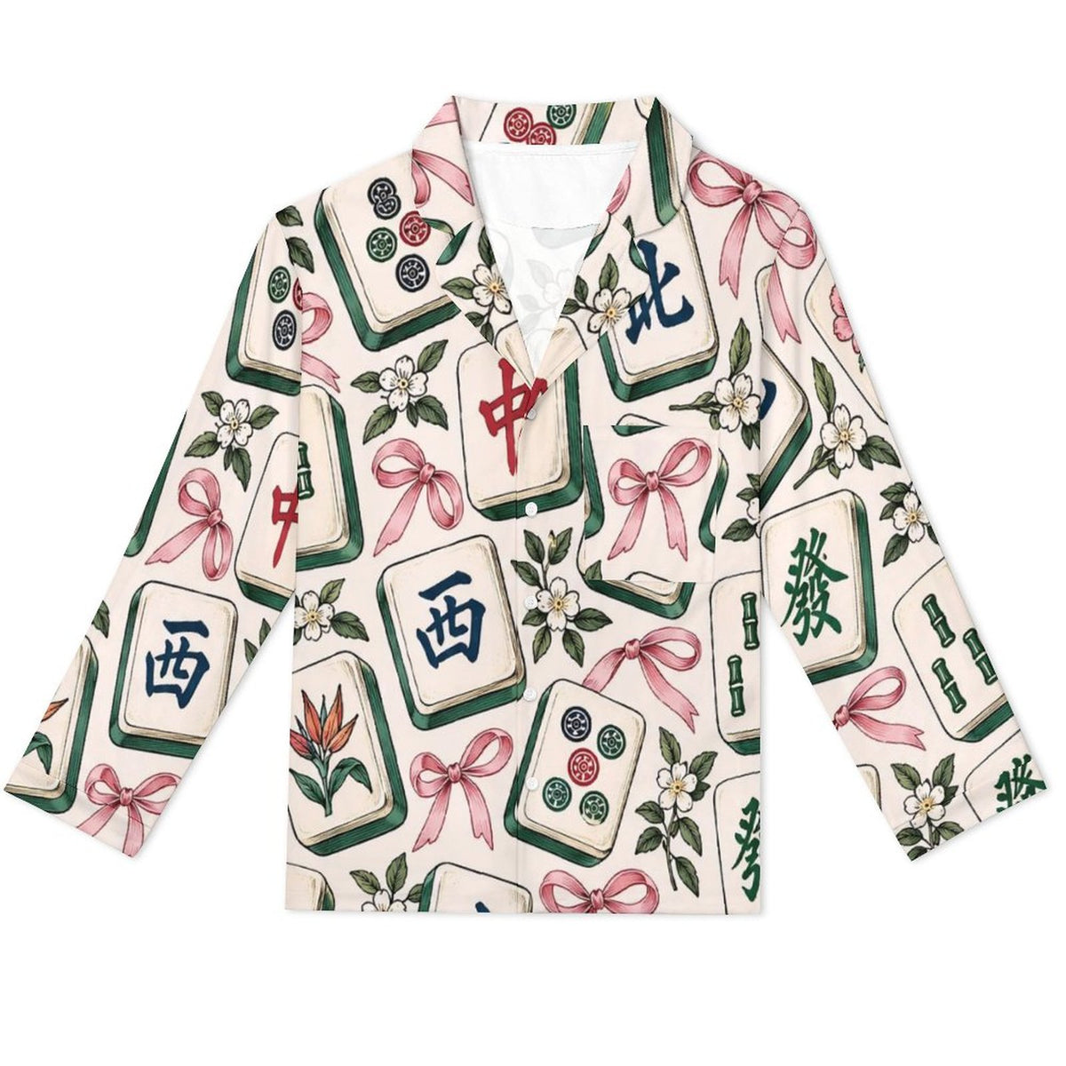 Mahjong tiles, Women's Cuban Collar Pajama Set
