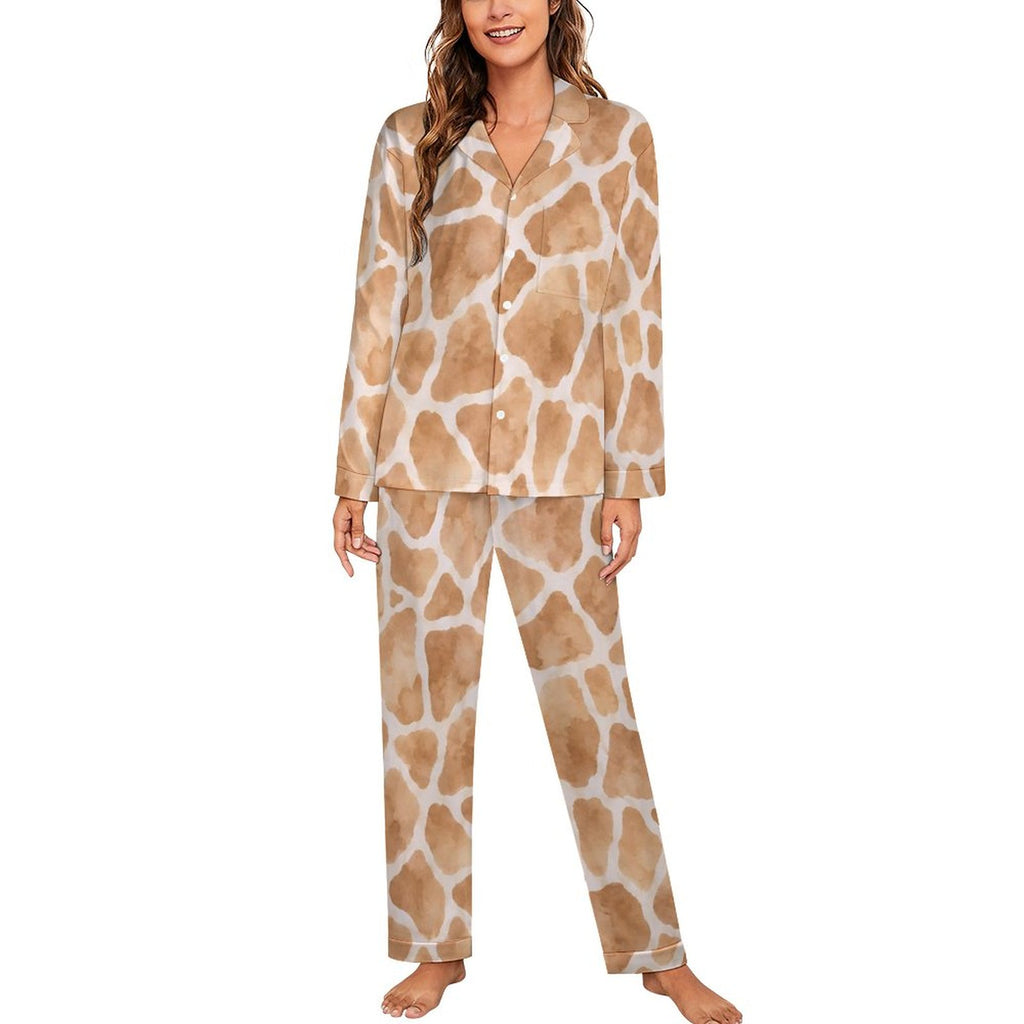 Giraffe print, Women's Cuban Collar Pajama Set