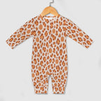 Pumpkin Leopard Print, Cotton Long Sleeve Infant Bodysuit (All-Over Printing)