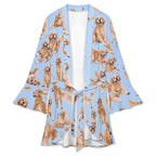 120gsm Women's Ruffle Long Sleeve Robe(All-Over Printing)