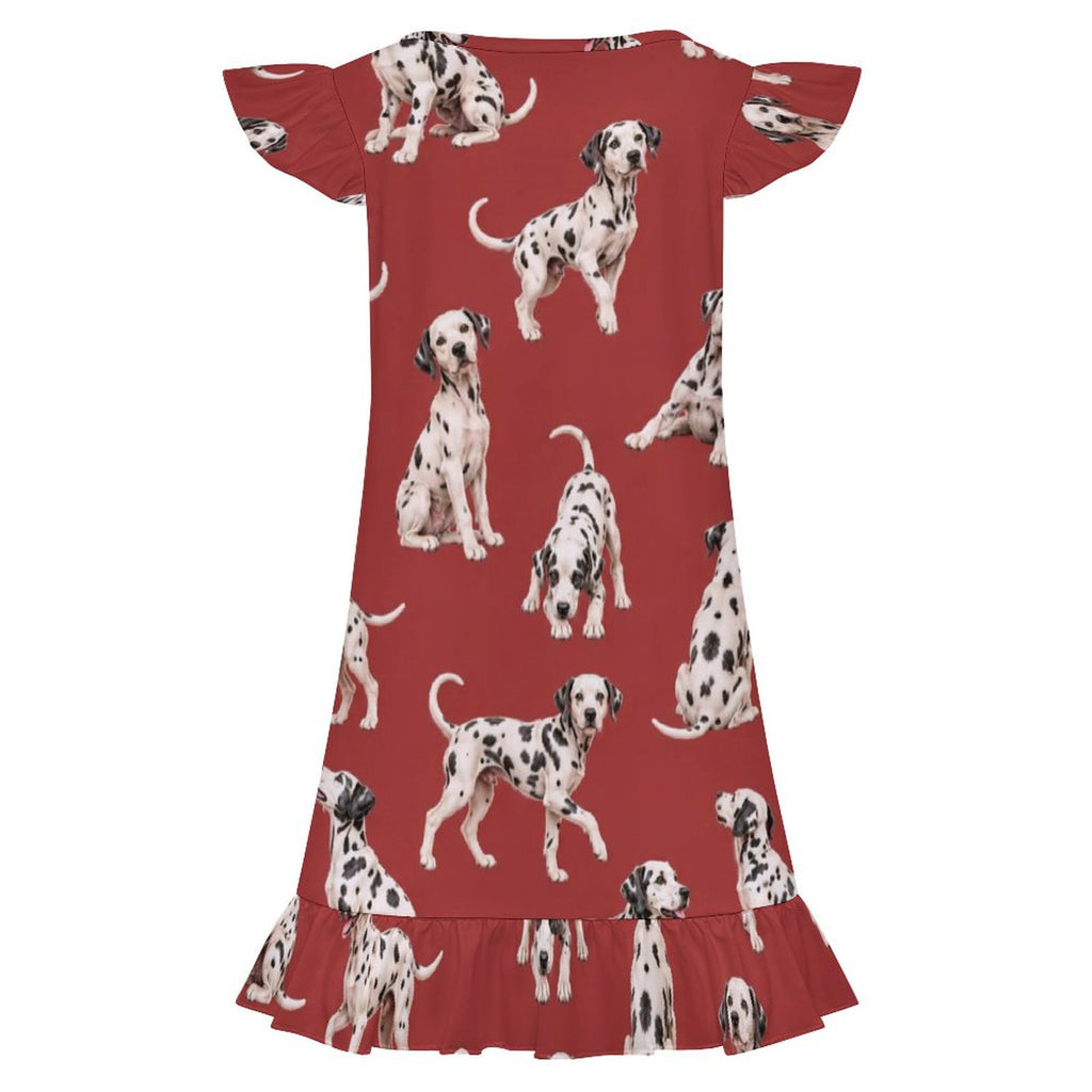 200gsm Girls Short Sleeve Ruffle Nightgown(All-Over Printing)