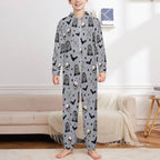 250gsm Flannel Footless Zip up Kid Jumpsuit Pajamas(All-Over Printing)