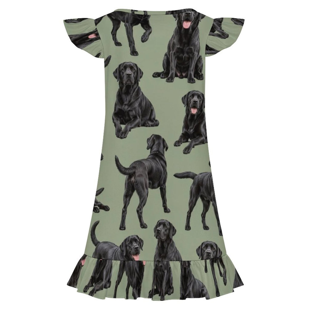 200gsm Girls Short Sleeve Ruffle Nightgown(All-Over Printing)