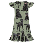 200gsm Girls Short Sleeve Ruffle Nightgown(All-Over Printing)