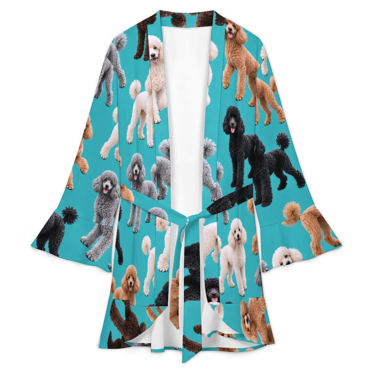 120gsm Women's Ruffle Long Sleeve Robe(All-Over Printing)