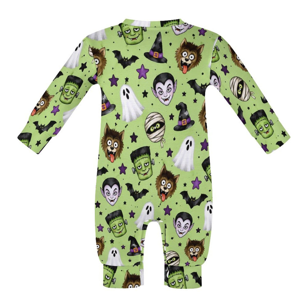 Monsters, Cotton Long Sleeve Infant Bodysuit (All-Over Printing)