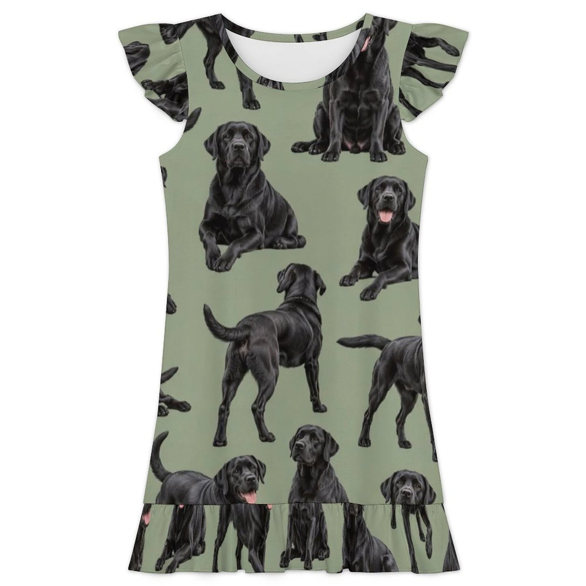 200gsm Girls Short Sleeve Ruffle Nightgown(All-Over Printing)