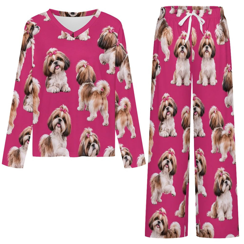 200gsm V-Neck Pajama Set(All-Over Printing)