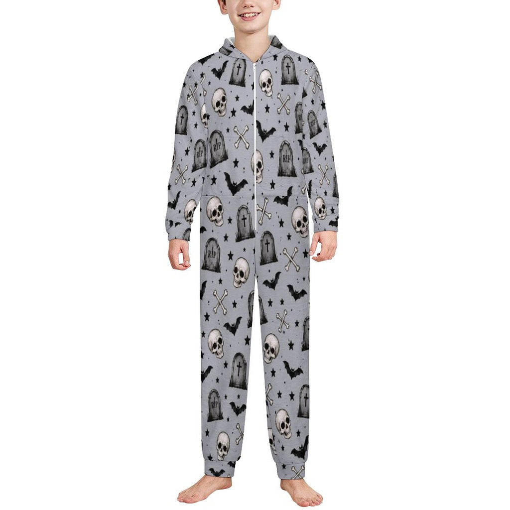 250gsm Flannel Footless Zip up Kid Jumpsuit Pajamas(All-Over Printing)