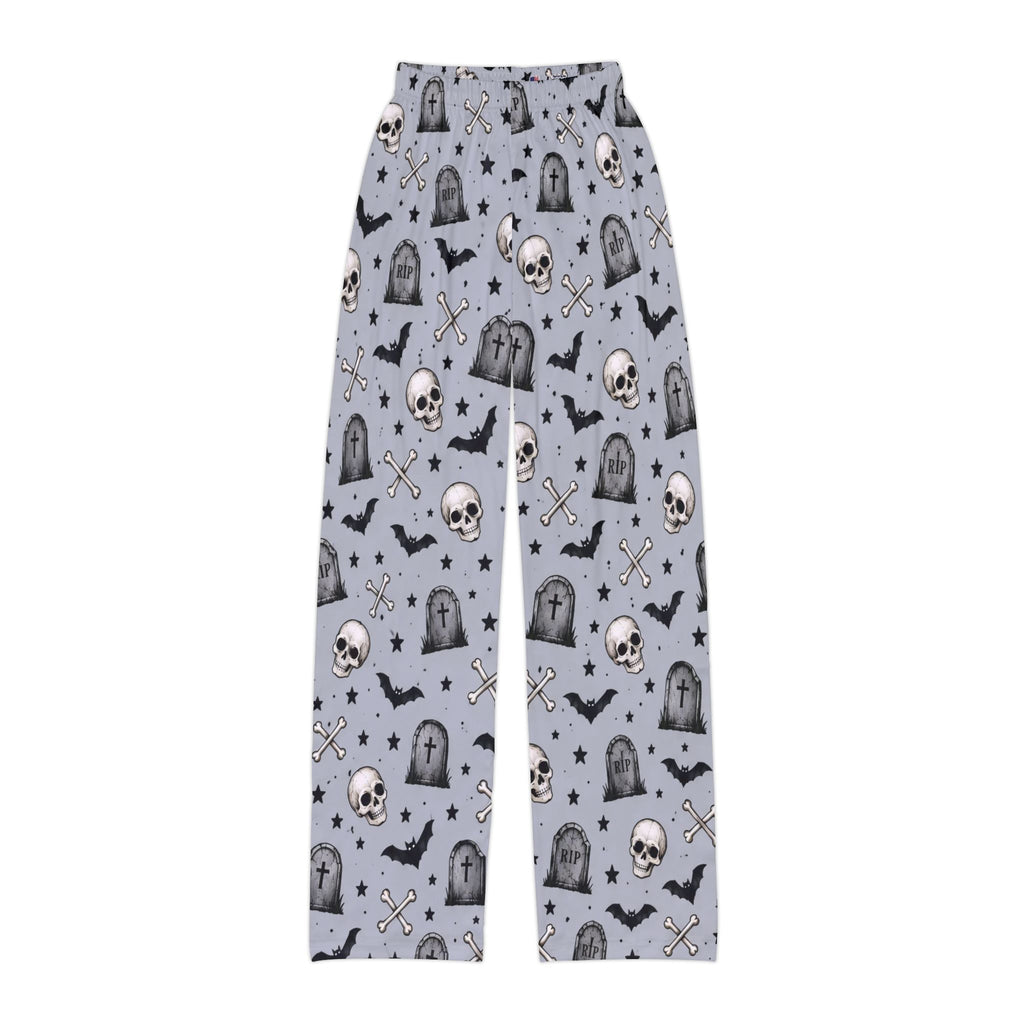 Kids Halloween Lounge Pants — Spooky Skulls & Bats All-Over Print