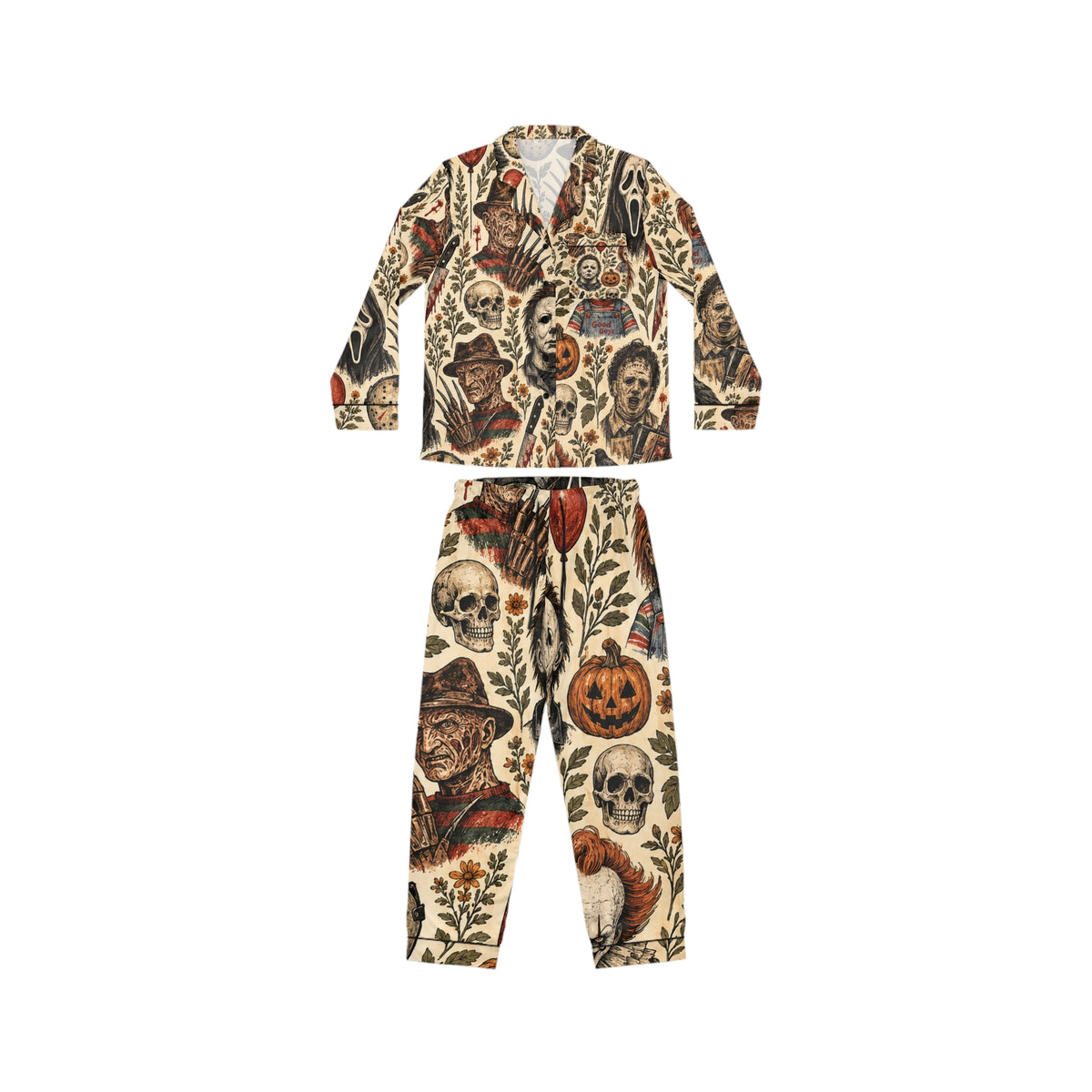 Vintage Horror Character Pajamas | Satin Sleep Set