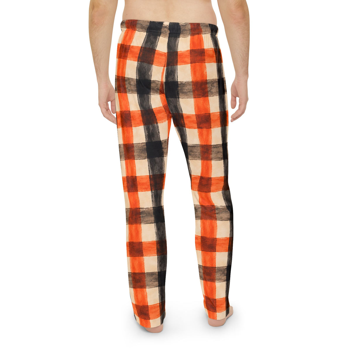 Plaid Pajama Pants — Orange & Black Buffalo Check Lounge Trousers