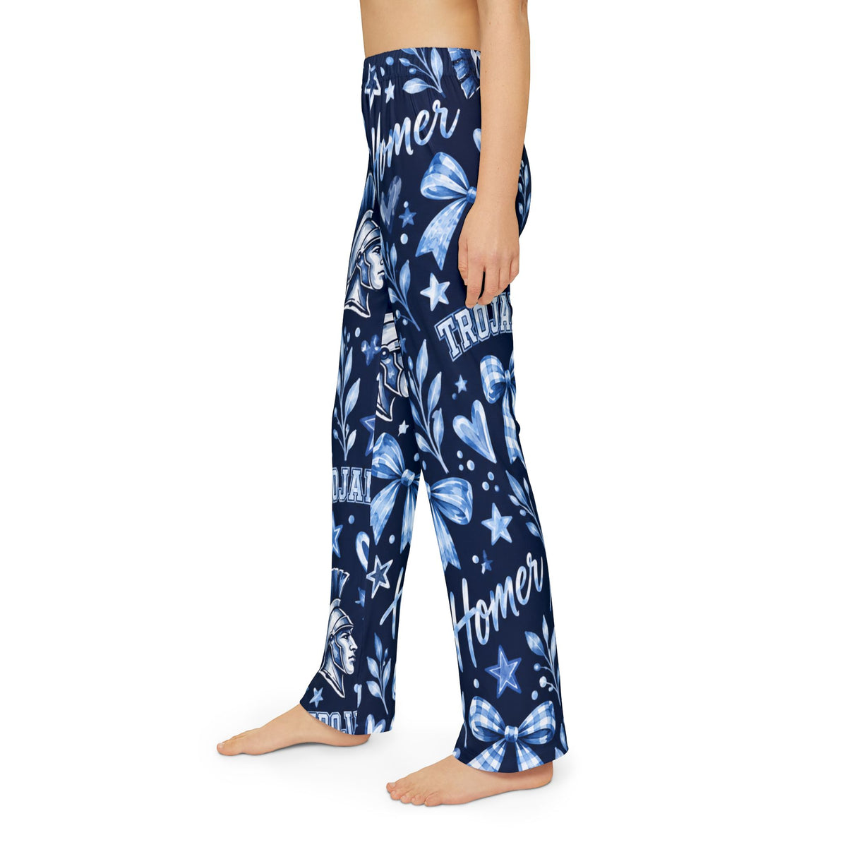 Trojan Helmet Pattern Kids Lounge Pants | Blue School Spirit AOP