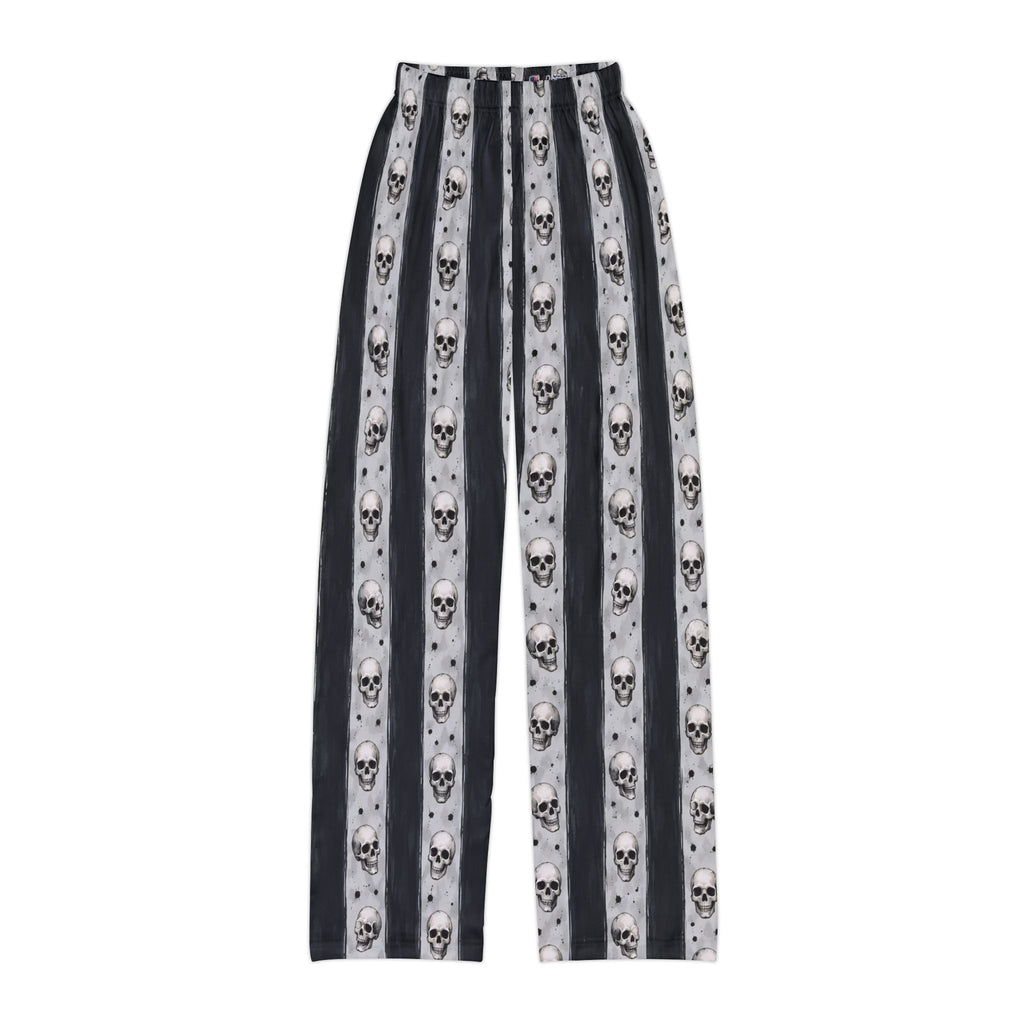 Kids Skull Striped Lounge Pants — Gothic Halloween Pajama Bottoms