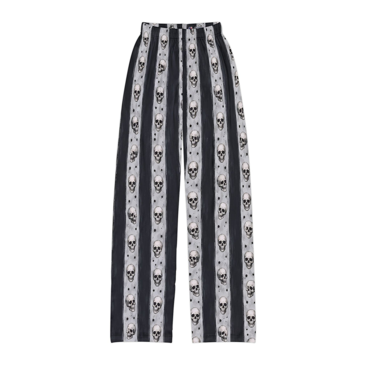 Kids Skull Striped Lounge Pants — Gothic Halloween Pajama Bottoms