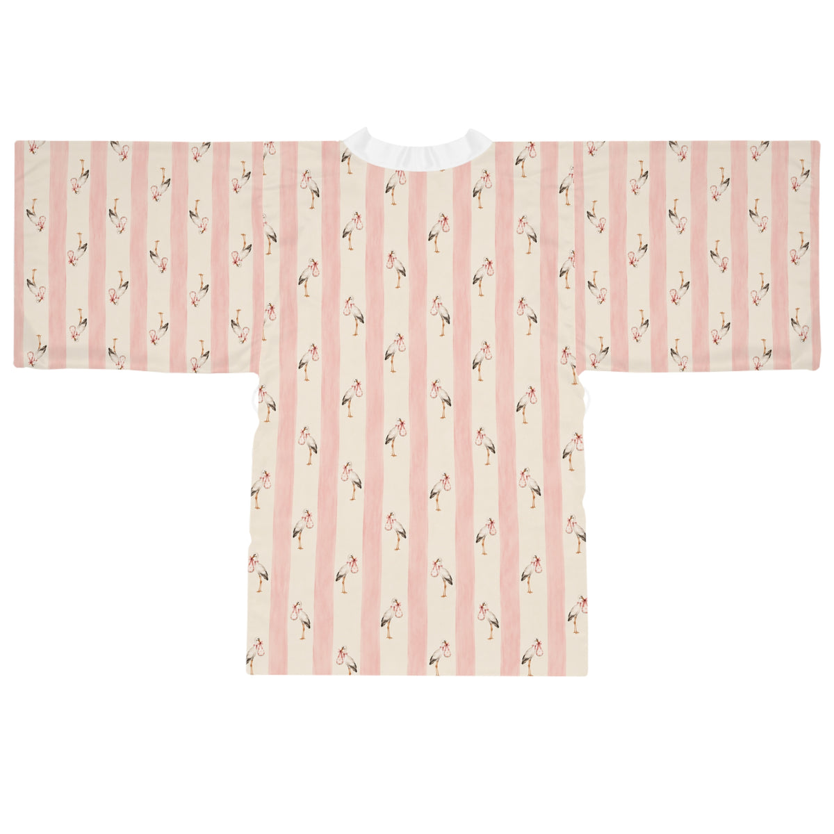 Baby girl stork Stripe Kimono Robe — Long Sleeve Lounge Robe