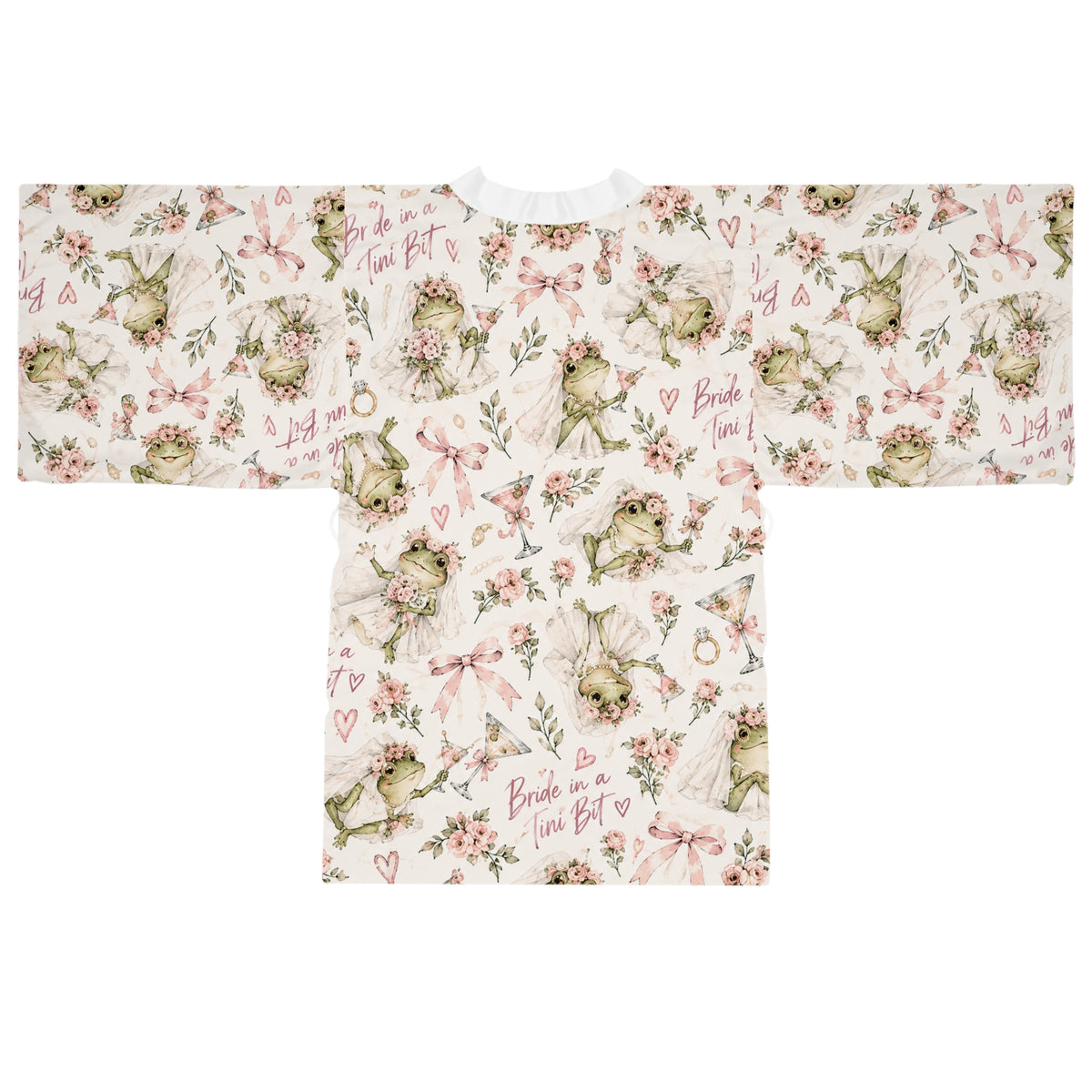 Bride in a tini bit, Bridal Kimono Robe – 'Bride to Be' Floral Long-Sleeve Robe