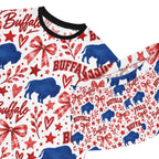 Buffalo Pattern Women's Short Pajama Set – Red White Blue Holiday Sleepwear