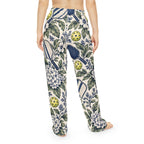 Vintage Floral Pickleball Pattern Women's Pajama Pants | Hydrangea Courtside Sleepwear