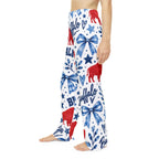 Buffalo Blue & Red Patterned Women's Pajama Pants — Buffalo Script, Stars & Bows Loungewear