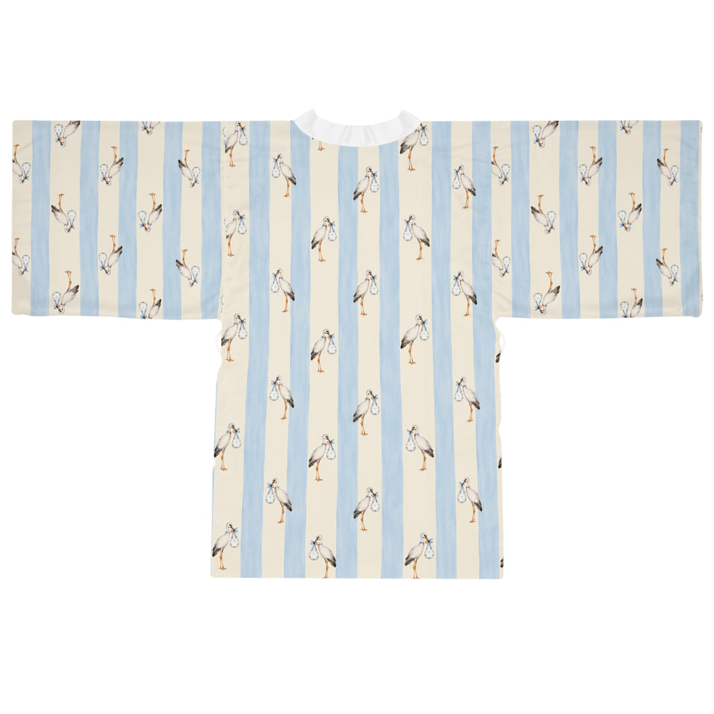 Baby boy stork Stripe Kimono Robe — Long Sleeve Lounge Robe