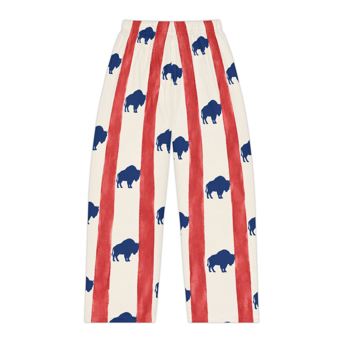 Flag Buffalo Print Pajama Pants — Women's Red & Blue All-Over-Print Lounge Pants