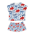 Buffalo Print Women's Pajama Set — Red & Blue Holiday Short Sleepwear