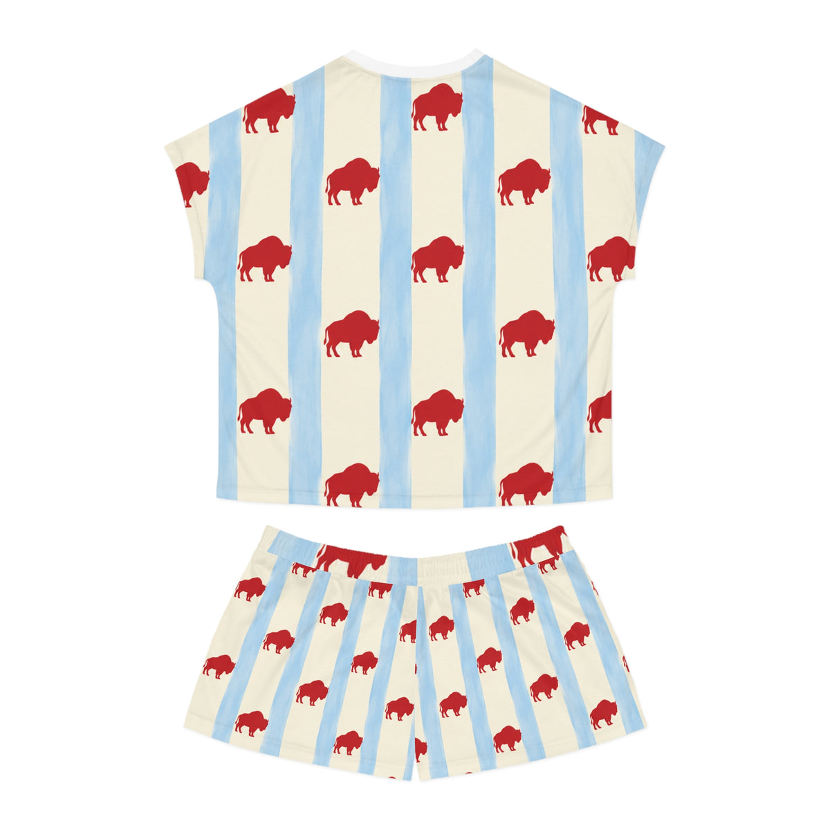 Buffalo Print Women's Pajama Set — Red & Blue Holiday Short Sleepwear