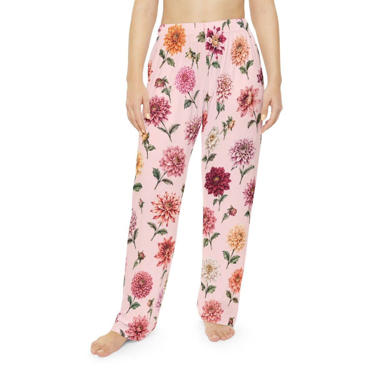 Vintage Dahlia Floral Pajama Pants | Pink All-Over Print