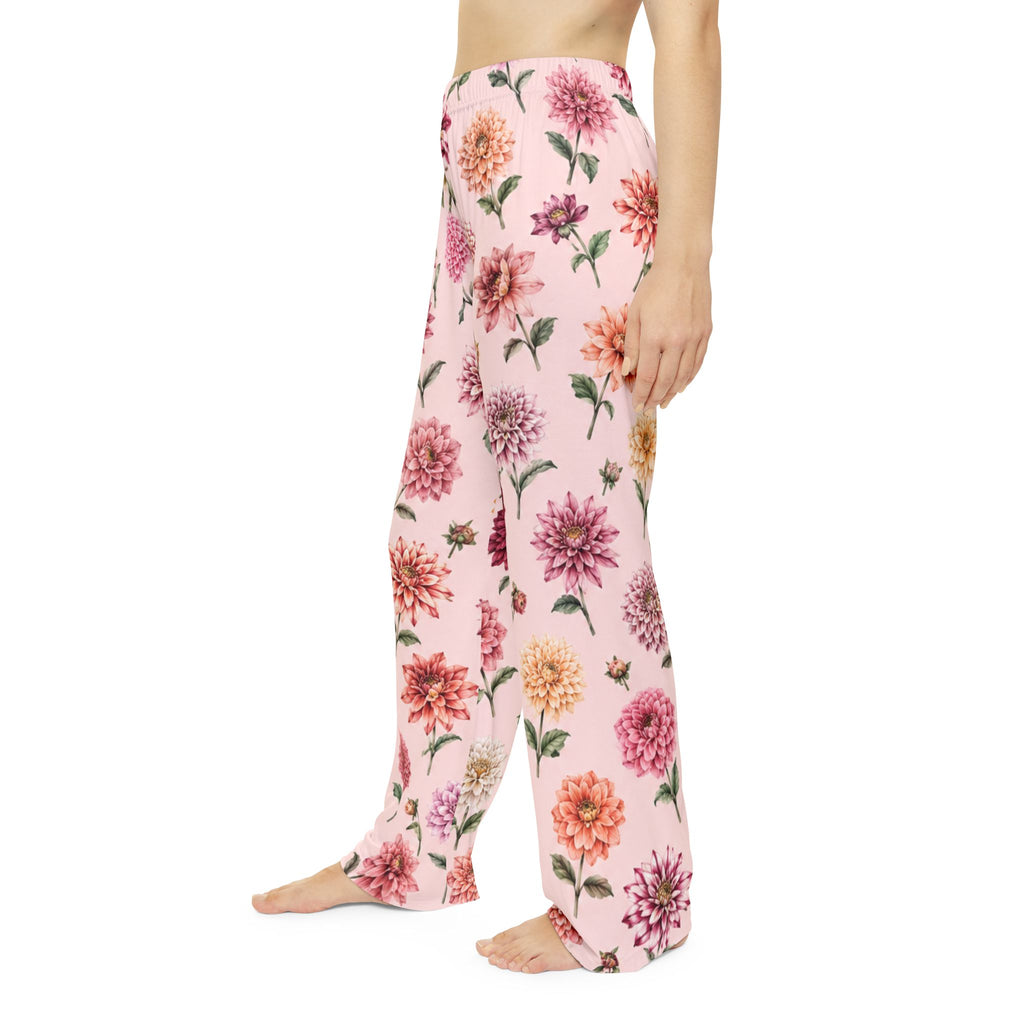 Vintage Dahlia Floral Pajama Pants | Pink All-Over Print