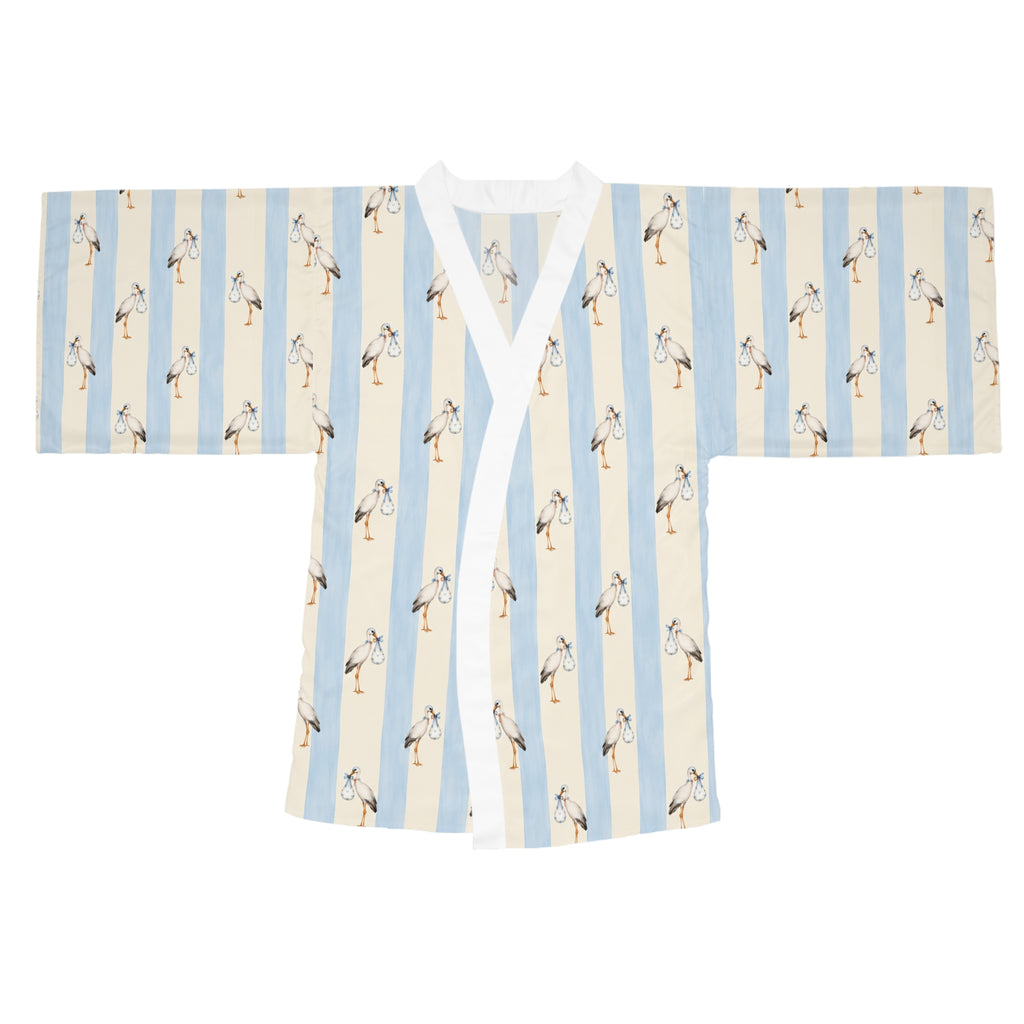 Baby boy stork Stripe Kimono Robe — Long Sleeve Lounge Robe
