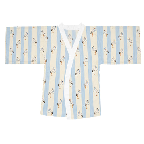 Baby boy stork Stripe Kimono Robe — Long Sleeve Lounge Robe