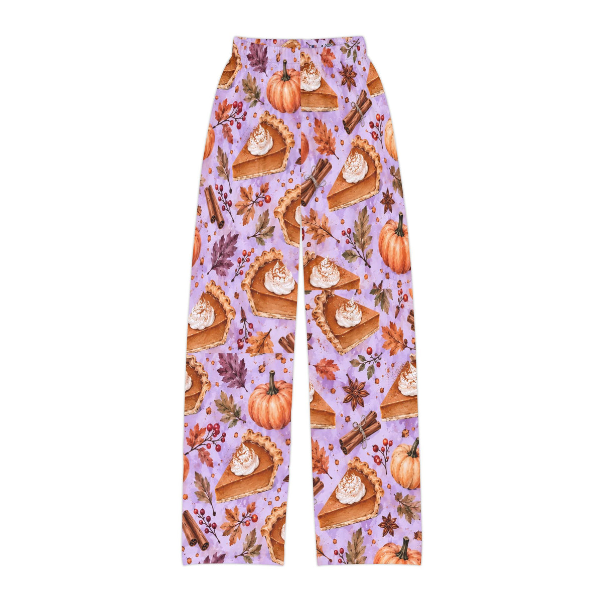 Kids Fall Pie Print Lounge Pants — Cozy Pumpkin Pie & Cinnamon AOP Pajama Bottoms