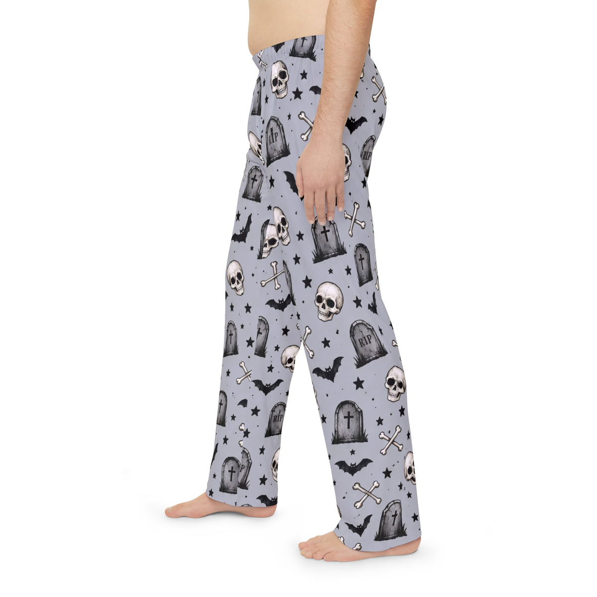 Skull & Tombstone Men's Pajama Pants — Spooky Halloween Lounge Sleepwear