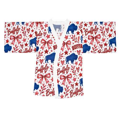 Buffalo Patriotic Kimono Robe — Red, White & Blue Buffalo Print