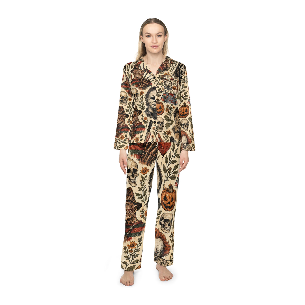 Vintage Horror Character Pajamas | Satin Sleep Set