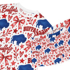 Buffalo Pattern Women's Short Pajama Set – Red White Blue Holiday Sleepwear