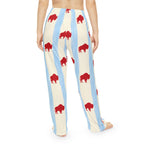 Buffalo Stripe Pajama Pants — Red Bison Print Women’s Lounge Pants