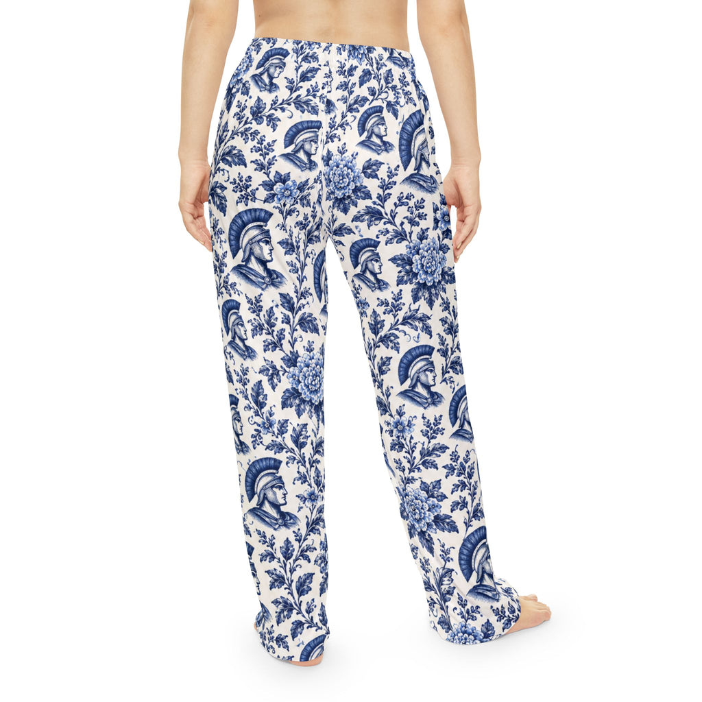 Blue pride Toile Floral with Trojan Helmet Pajama Pants | All-Over Print