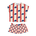 Women's Buffalo Stripe Pajama Set — Red & Navy Americana Sleep Shorts Top