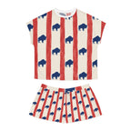 Women's Buffalo Stripe Pajama Set — Red & Navy Americana Sleep Shorts Top