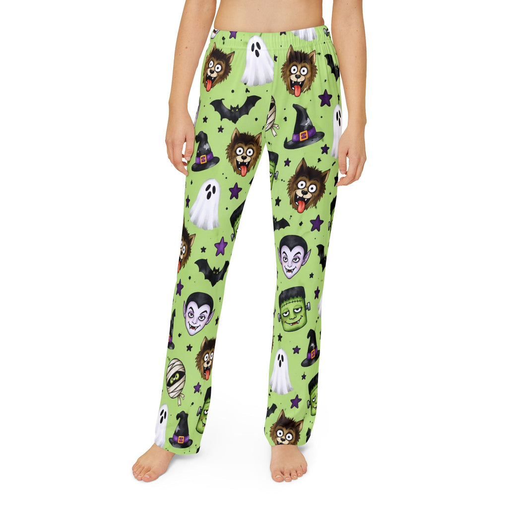 Kids Halloween Lounge Pants - Cute Monster & Ghost All-Over Print