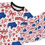 Buffalo Pattern Women's Short Pajama Set – Red White Blue Holiday Sleepwear