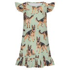 200gsm Girls Short Sleeve Ruffle Nightgown(All-Over Printing)