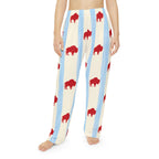 Buffalo Stripe Pajama Pants — Red Bison Print Women’s Lounge Pants