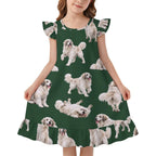 Dog Lover, Pet Owner,  Girls Short Sleeve Ruffle Nightgown(All-Over Printing)