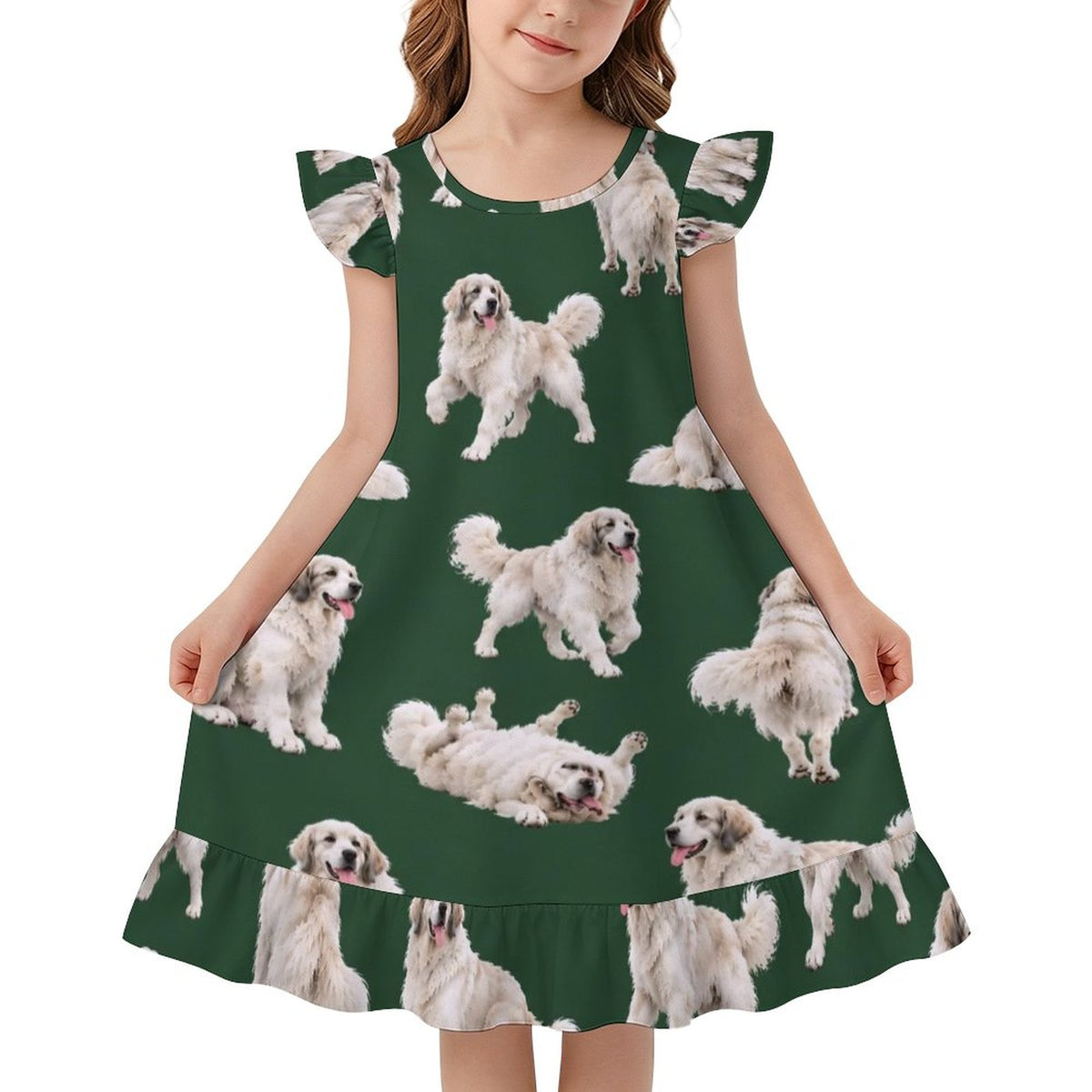 Dog Lover, Pet Owner,  Girls Short Sleeve Ruffle Nightgown(All-Over Printing)