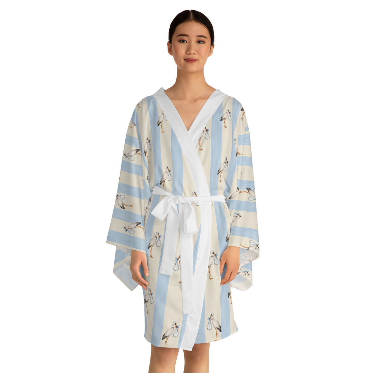 Baby boy stork Stripe Kimono Robe — Long Sleeve Lounge Robe
